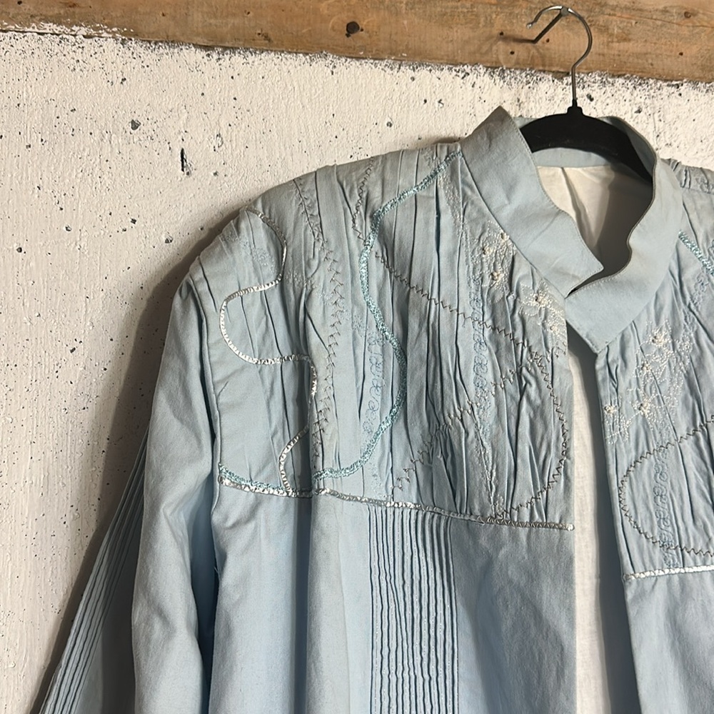 Vintage Blue Bomber Jacket Lightweight Casual, Fits L - Picture 9 of 13